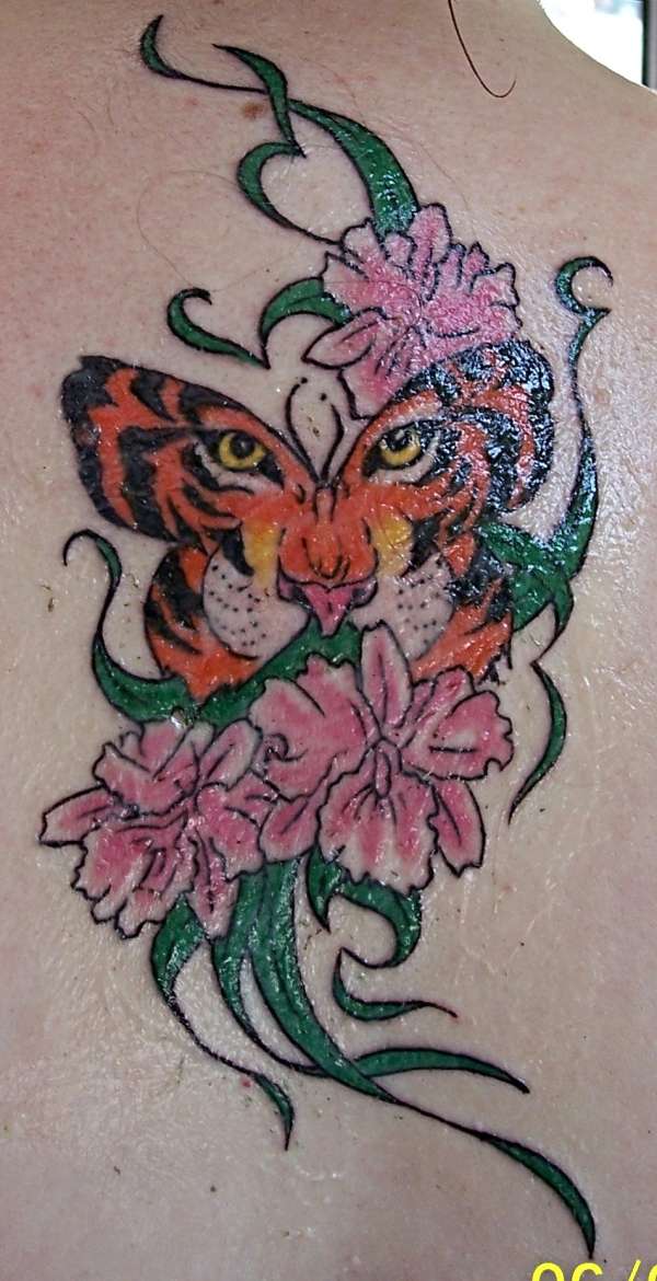 "Tigerfly and Orchids" tattoo