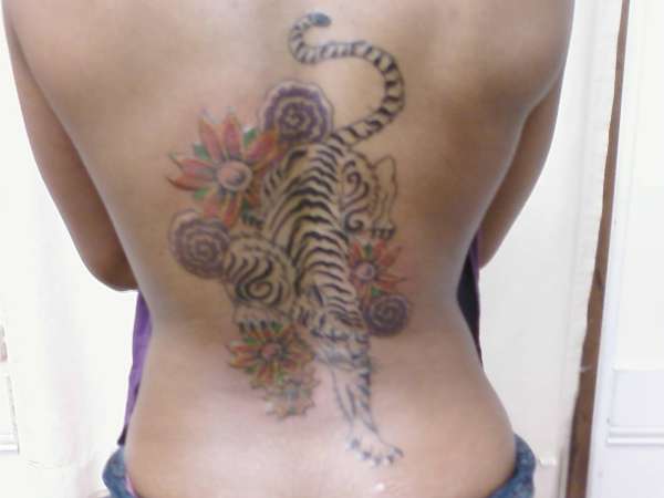 tiger and flowers tattoo