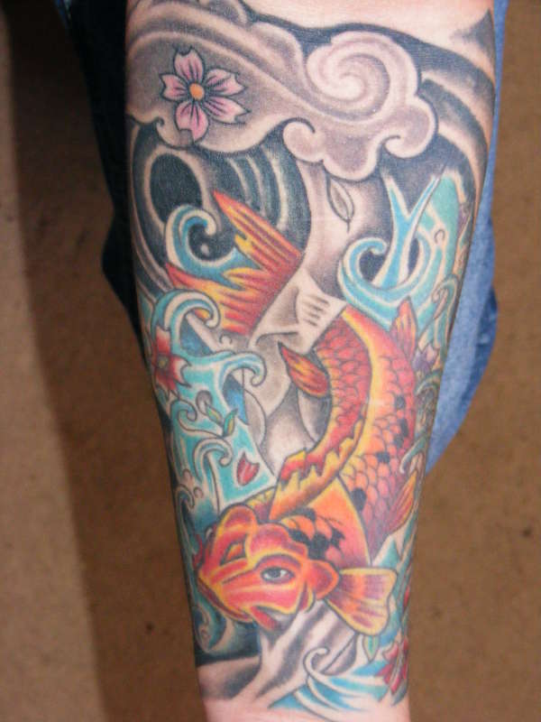 some changes made to my koi to fit into my new half sleeve tattoo