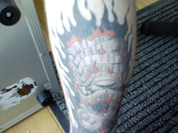 tiki in flames (self made) tattoo