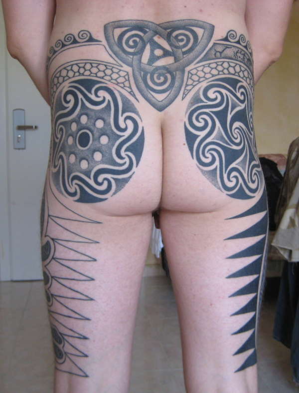 Tribal/celtic trousers in progress tattoo