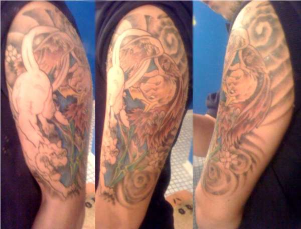 white tiger, eagle tattoo