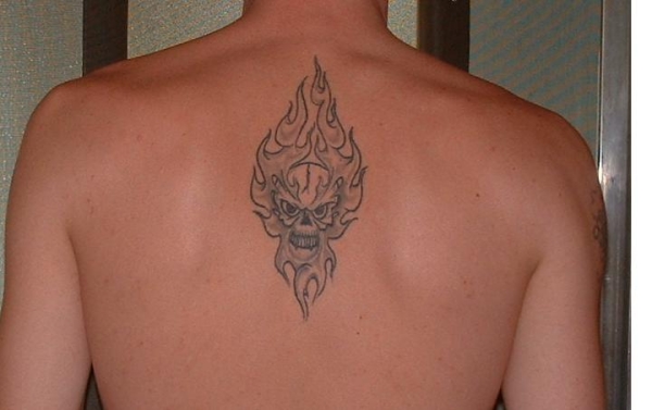 flaming skull tattoo