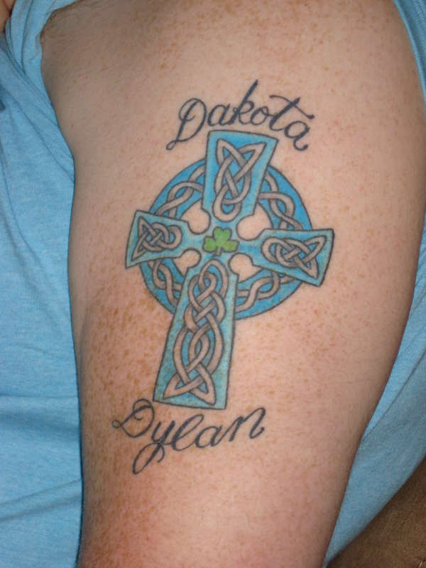 My Irish Heritage and My Two Sons Names tattoo