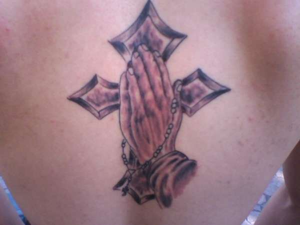 Praying hands/Cross tattoo