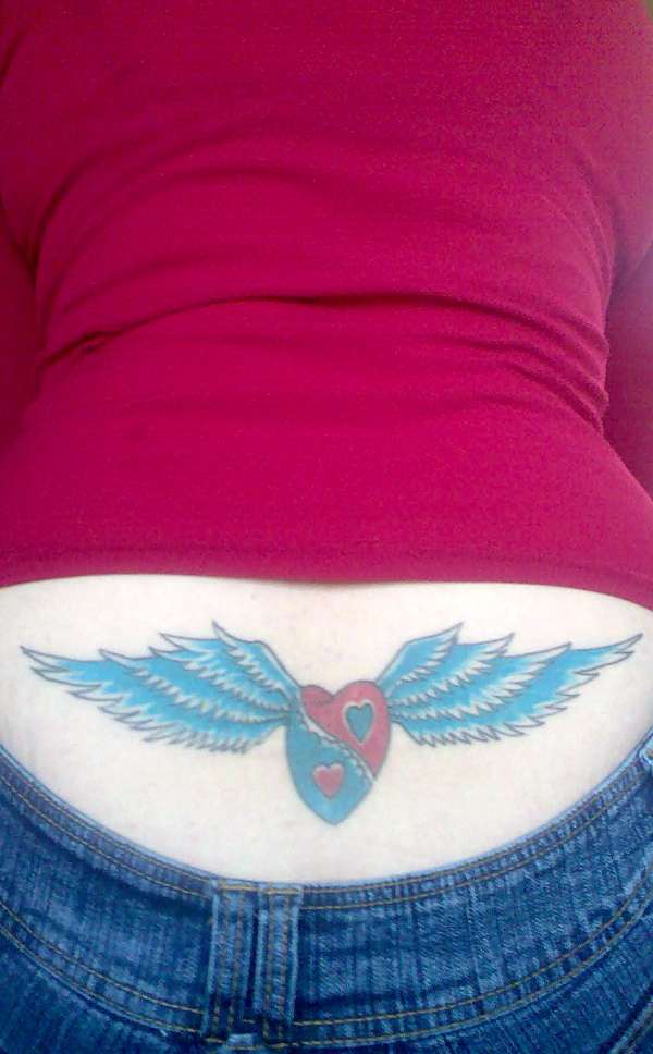 Angel Wings with Ying-Yang Heart tattoo