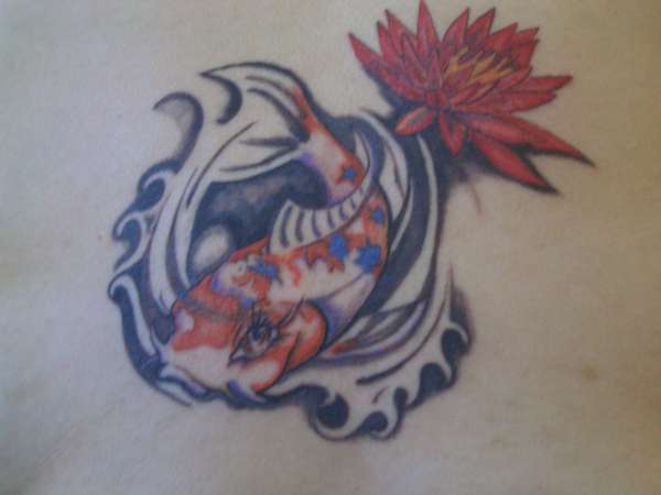 Beautiful Koi and Water Lilly tattoo