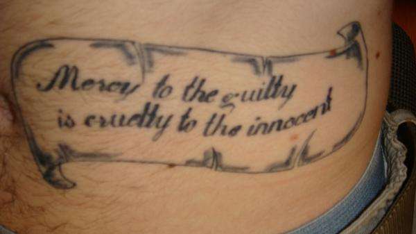 No Mery Scroll tattoo