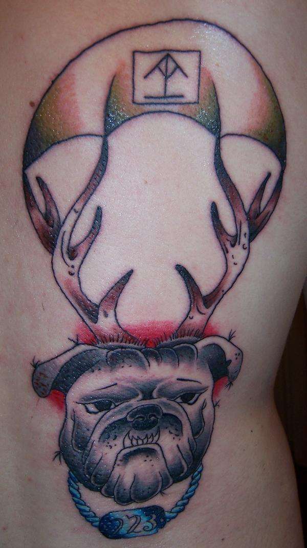 falling bulldog tattoo