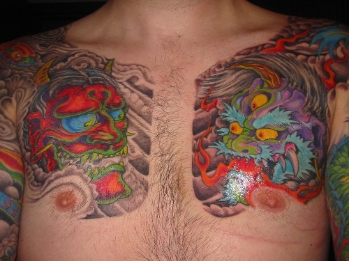 oni tattoo chest
