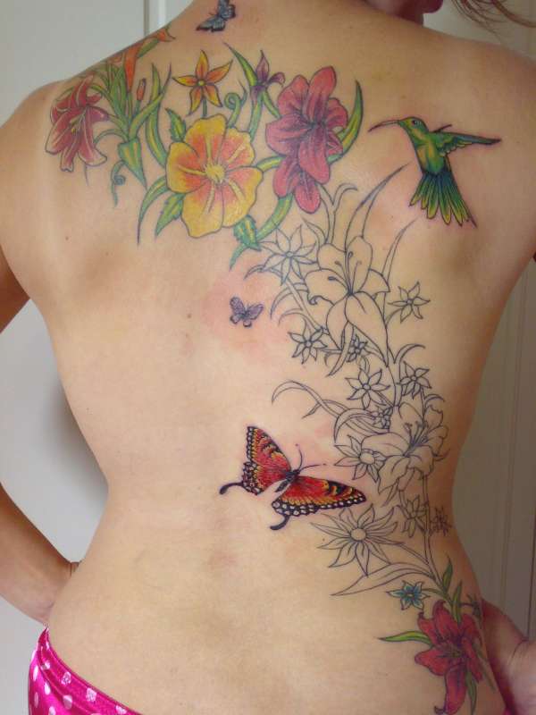 Flower back Tattoo..work in progress... tattoo
