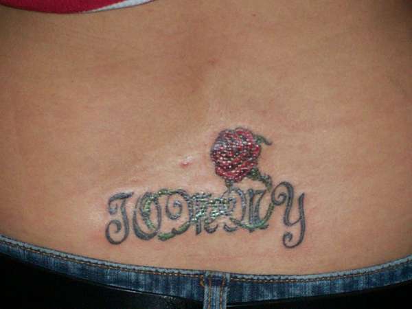 fathers name with rose tattoo