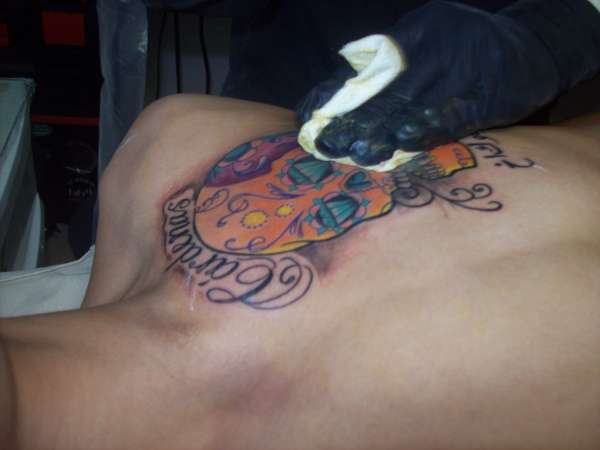 mexican skull in action.. tattoo