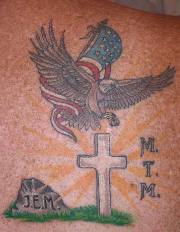 Dad Tribute added to God, Family, Country tattoo