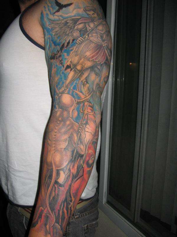 Good V.S. Evil Sleeve (outside) tattoo.
