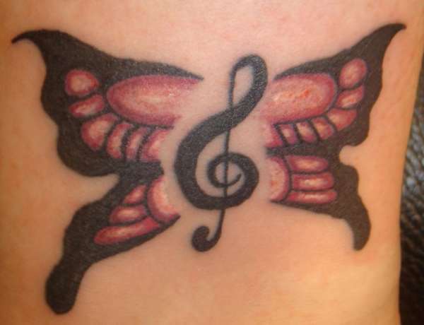 MissKitKats TrebleClef Butterfly tattoo