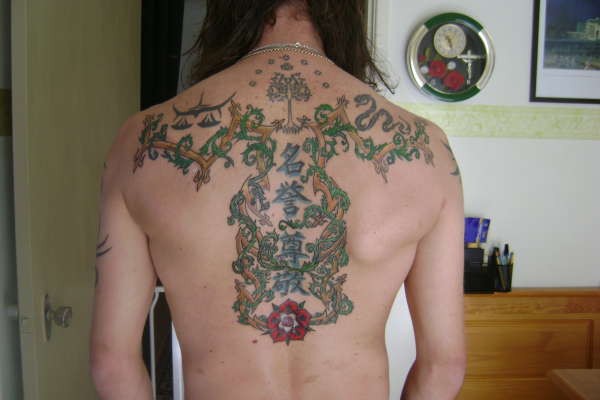 Tribal back tattoo