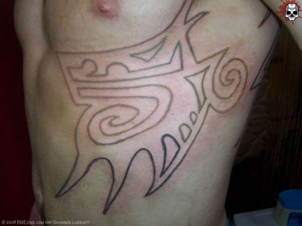 tribal ribs outline tattoo