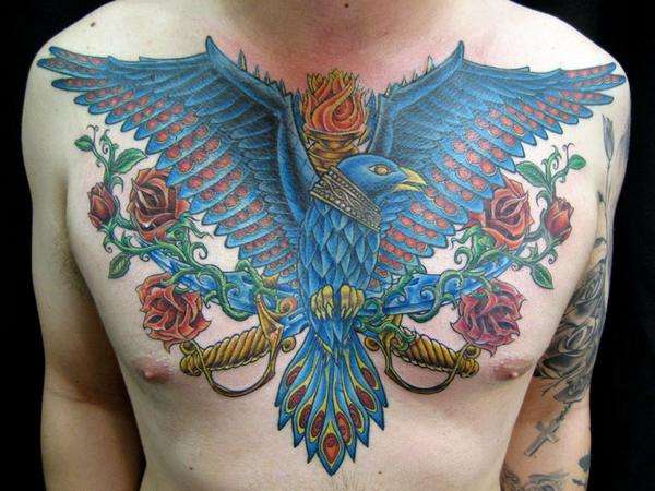 big blue bird tattoo