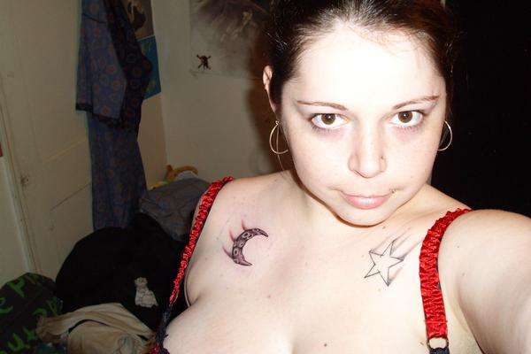 moon and  star tattoo