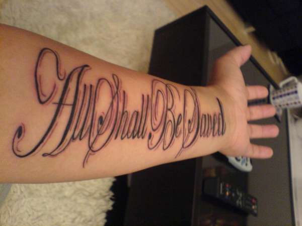 religious script tattoo