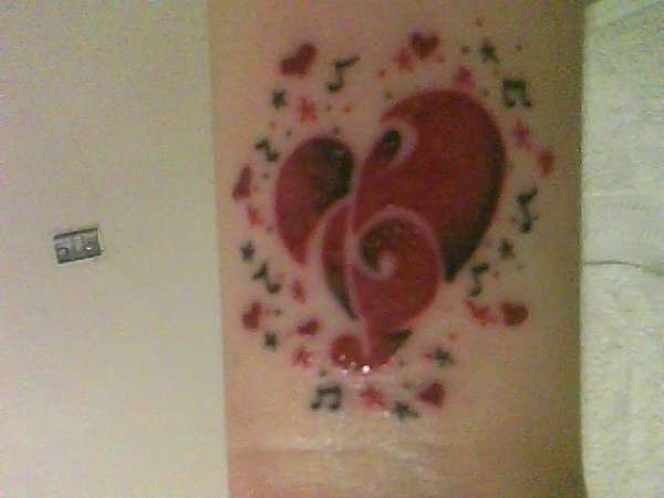 Music note & heart tattoo