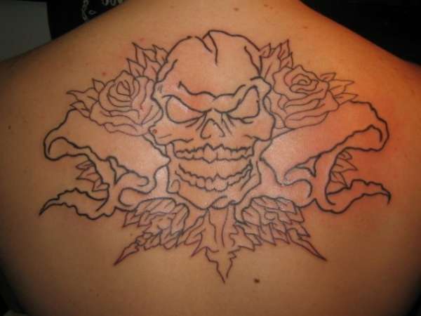 skull back piece tattoo