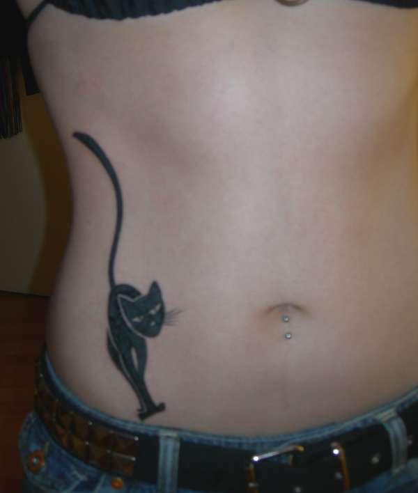 cat belly button tattoo