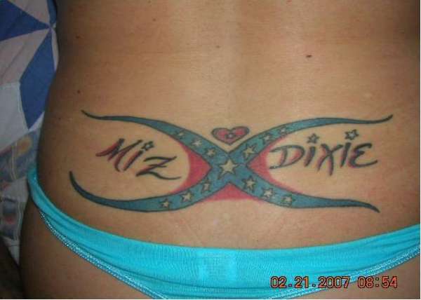 Miz Dixie tramp stamp tattoo