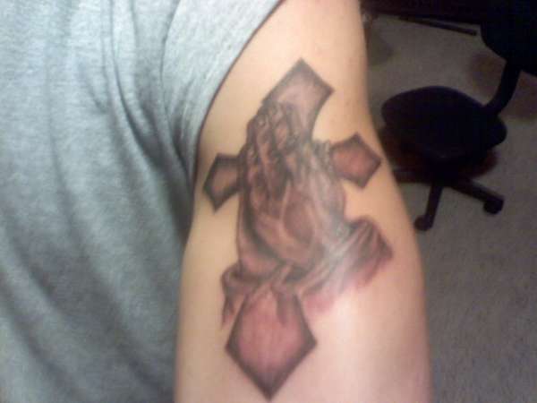 Praying Hands with Cross tattoo