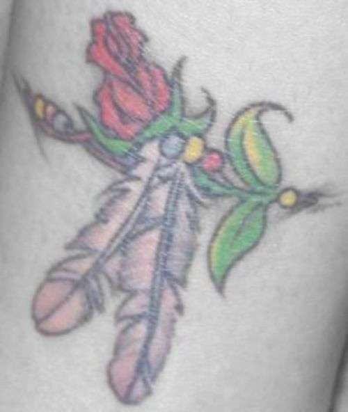 Feather & Rose tattoo
