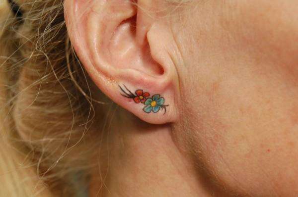 Flowers on Ear Tattoo tattoo