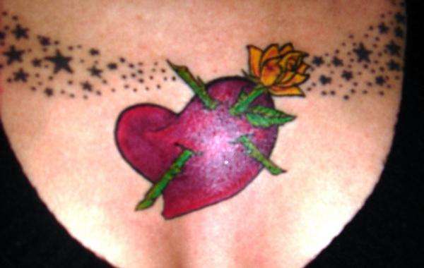 heart and rose tattoo