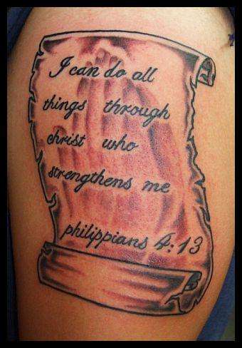 PRAYING HANDS SCROLL tattoo