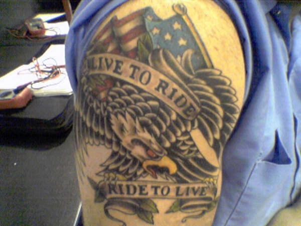 Eagle, Flag, and Banner tattoo