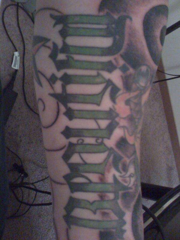 Beautiful / Disaster Ambigram tattoo