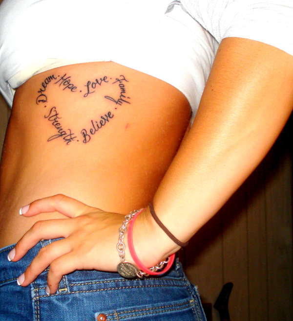 heart tattoo with words