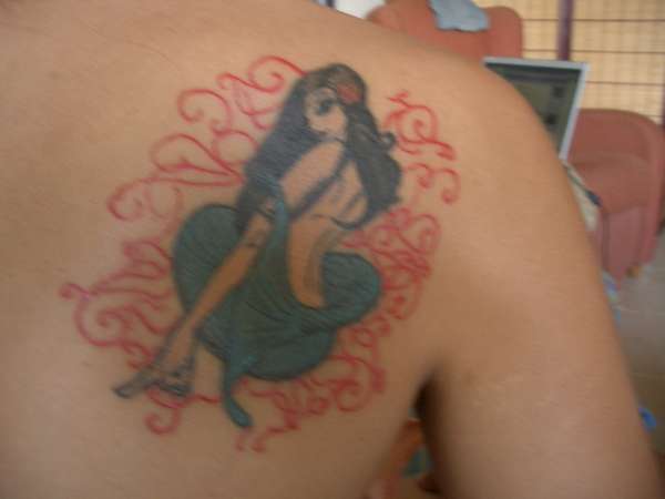Mermaid on my back tattoo