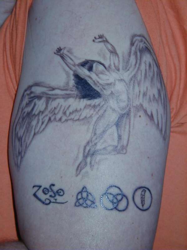 Led Zeppelin sigils or runes tattoo
