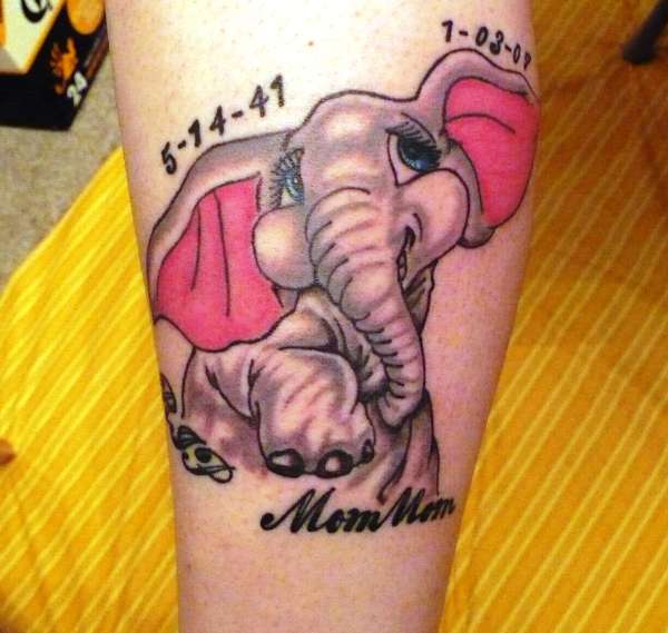 RIP Elephant Colored tattoo