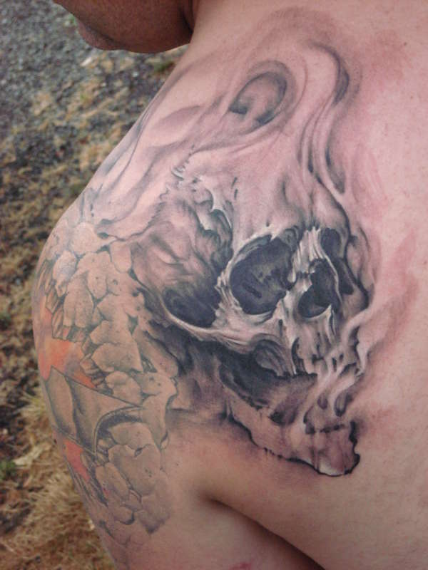 Smokin Skull tattoo
