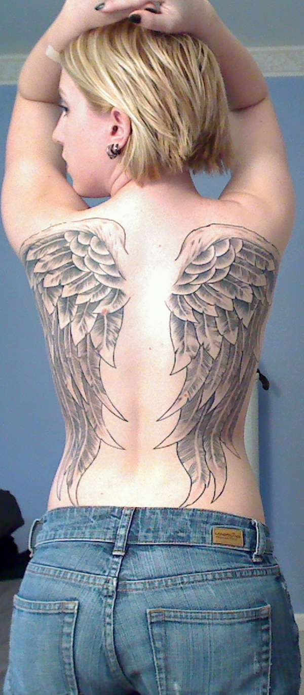 600px x 1373px - Full Back Wings - Finished tattoo