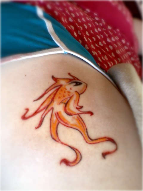 Goldfish, unfinished tattoo
