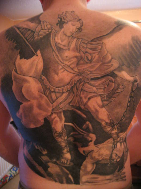 St Micheal and the Devil tattoo