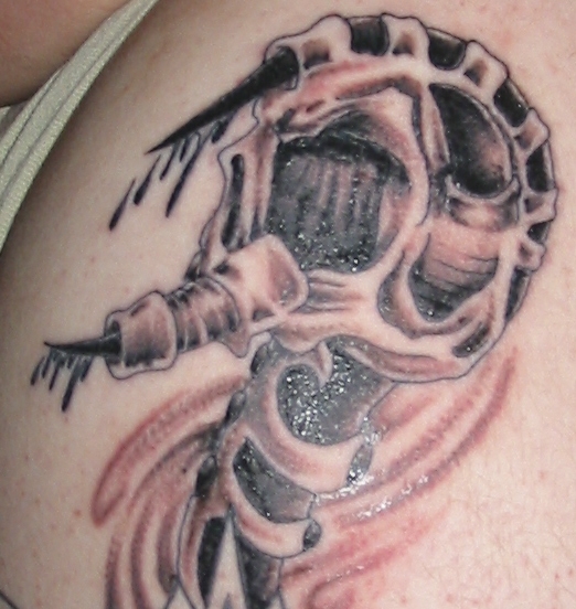 BioMech Skull tattoo