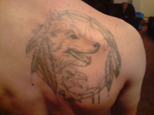 wolf dream catcher tattoo