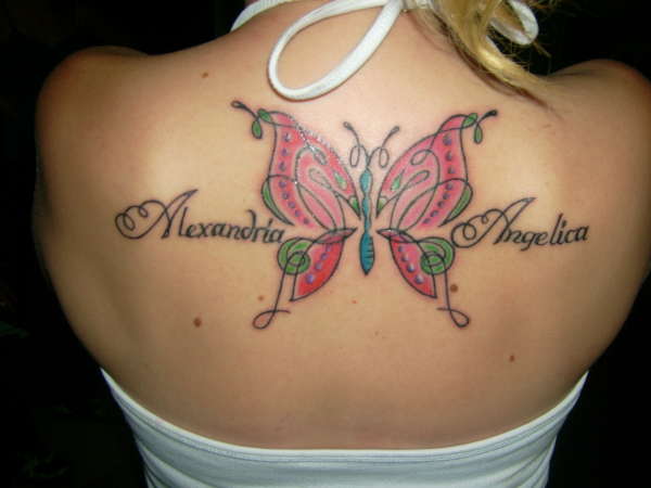 butterfly with white uv ink tattoo