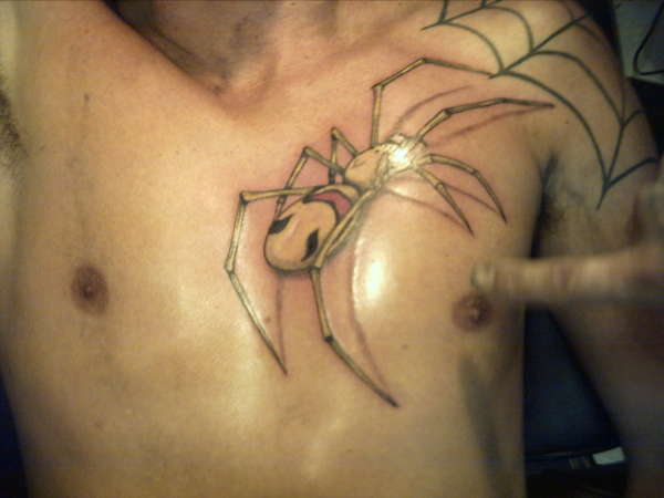 happy face spider tattoo