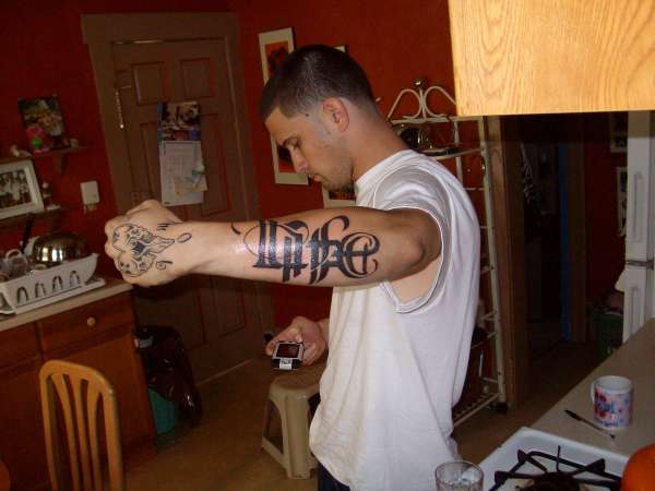 life death ambigram by Miz tattoo