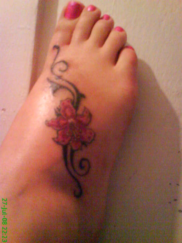 Lily tribal foot tattoo tattoo